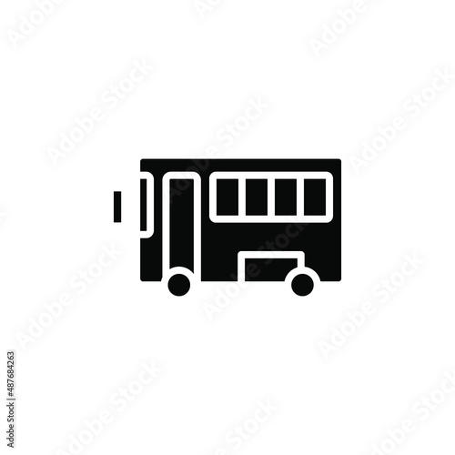 Bus, Autobus, Public, Transportation Solid Icon Vector Illustration Logo Template. Suitable For Many Purposes.