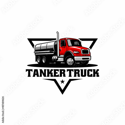 tanker truck logo vector in emblem style