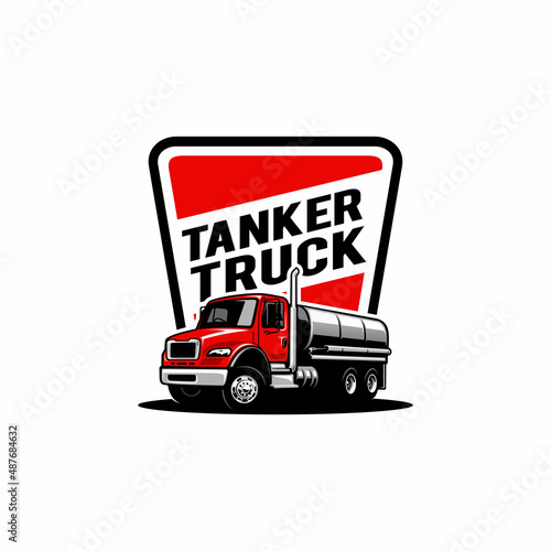 tanker truck logo vector in emblem style