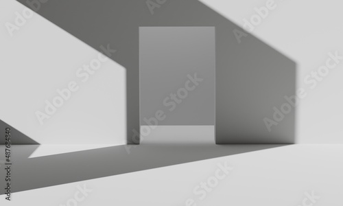 Abstract white room background with light shadows. 3D render © banphote