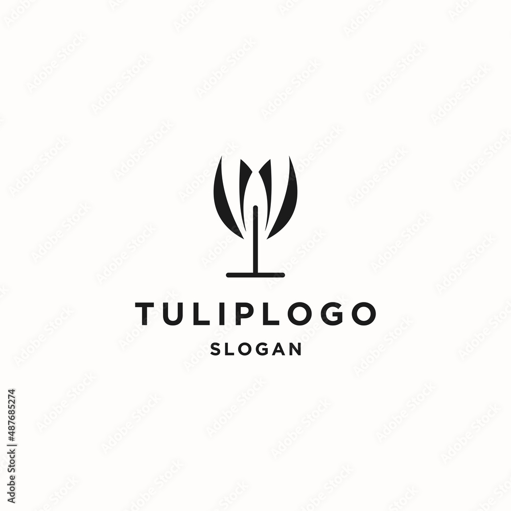 Tulip logo icon flat design template