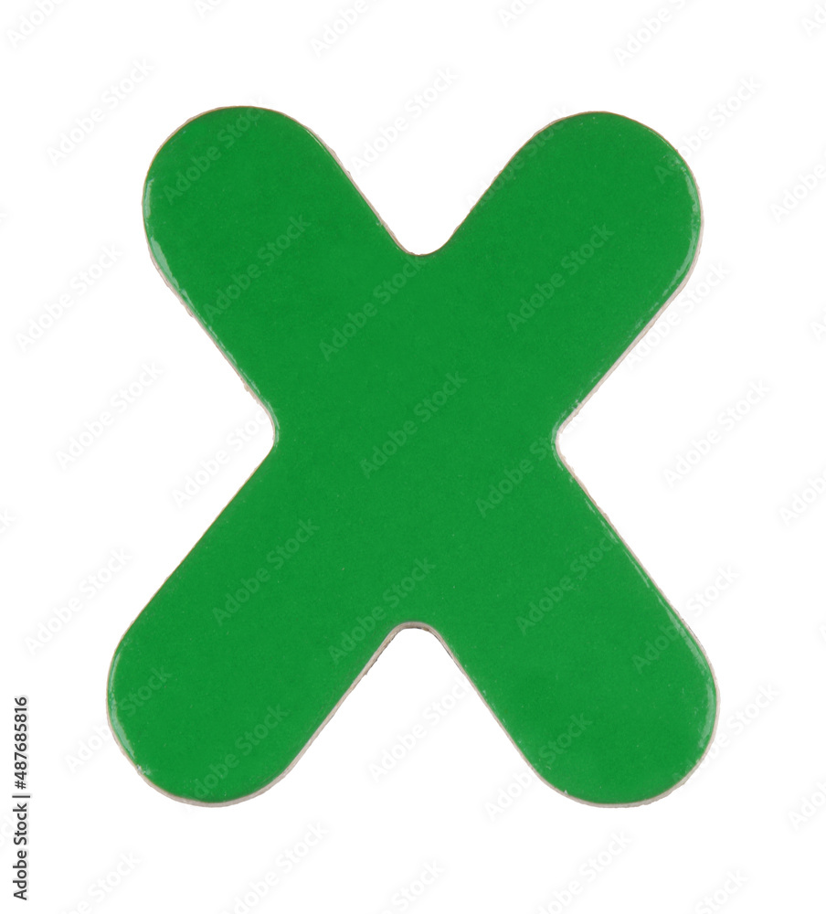 lower case x magnetic letter on white with clipping path lower case x magnetic letter on white with clipping path