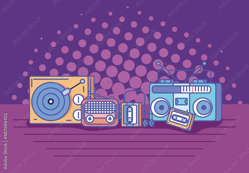Fototapeta premium retro music devices