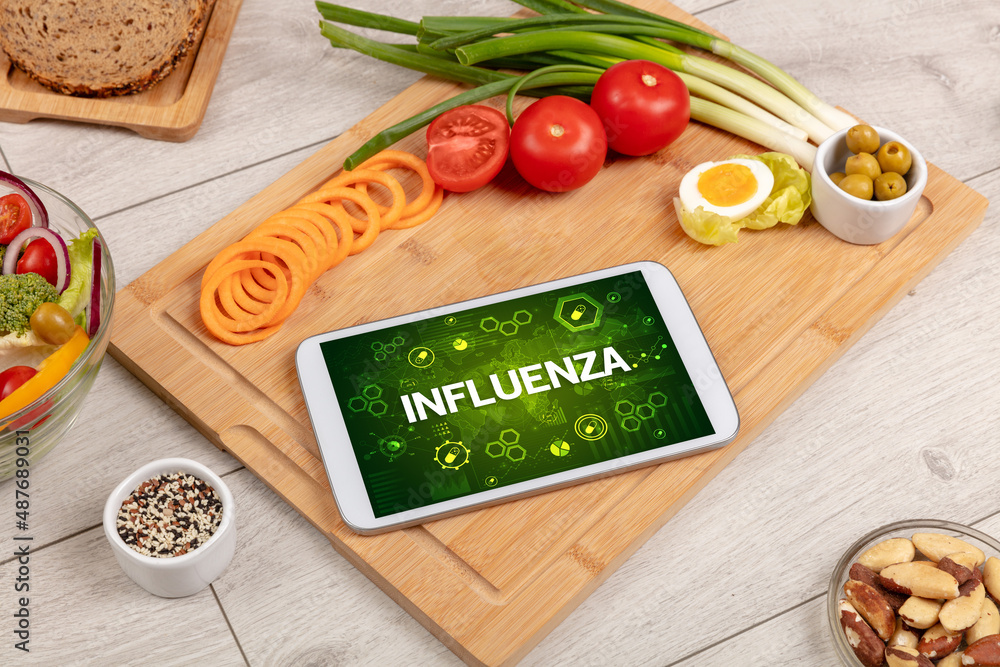 Healthy Tablet Pc compostion, immune system boost concept Healthy Tablet Pc compostion, immune system boost concept