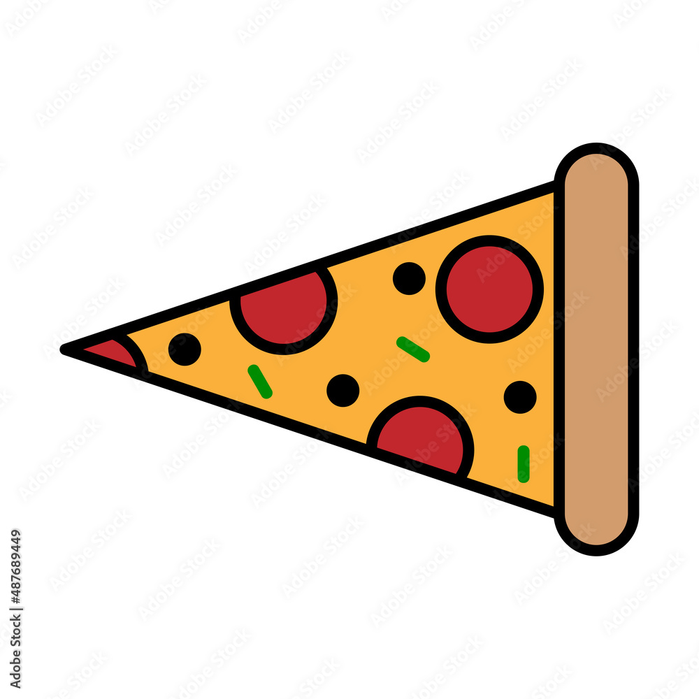 Slice of pizza in flat style. Food illustration. Cartoon icon. Vector illustration. stock image. Slice of pizza in flat style. Food illustration. Cartoon icon. Vector illustration. stock image.