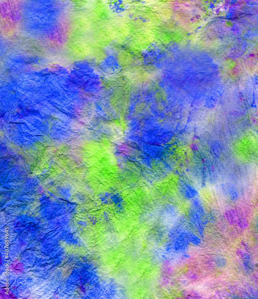 Hand Painted Background Blue, Green and Purple
