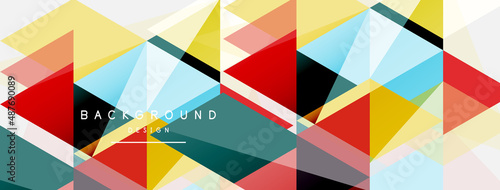 Color triangles composition, geometric abstract background. Techno or business concept, pattern for wallpaper, banner, background, landing page