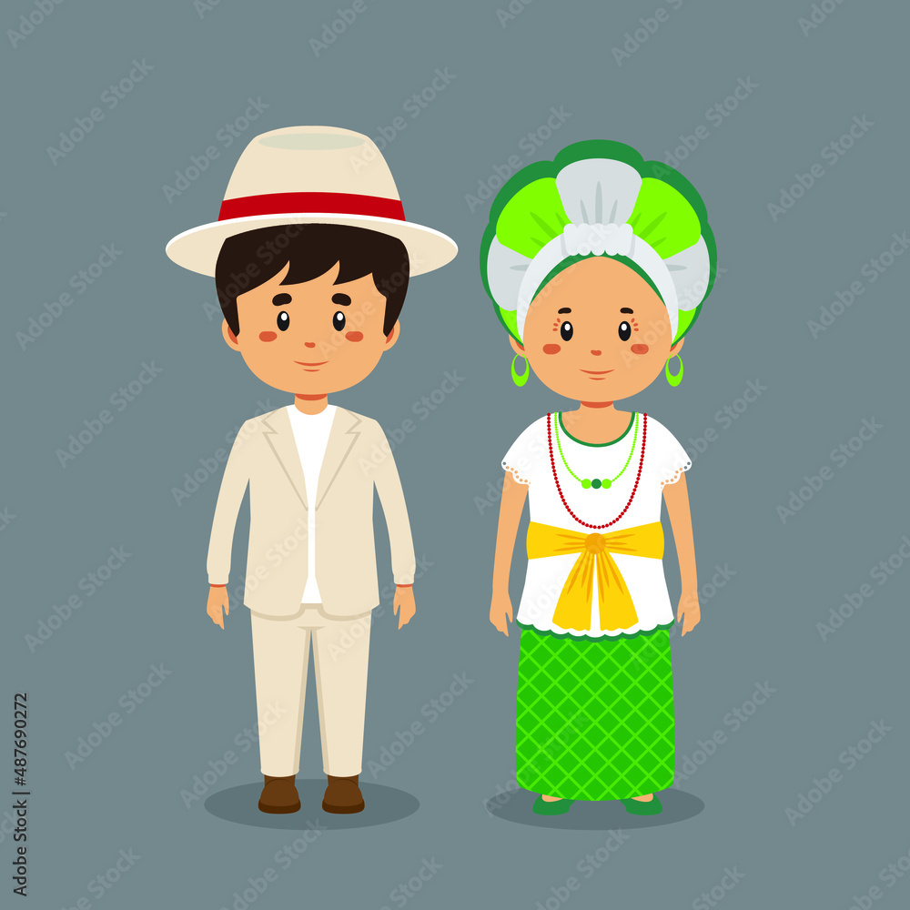 Couple Character Wearing Brazil Traditional Dress Couple Character Wearing Brazil Traditional Dress