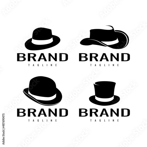 set elegant hat logo. describe the luxury and masculinity of a company. editable. vector