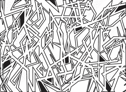 Minimalist black and white background with abstract and irregular sharp lines pattern