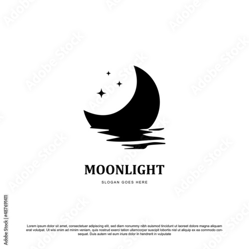 Half moon with water logo and star