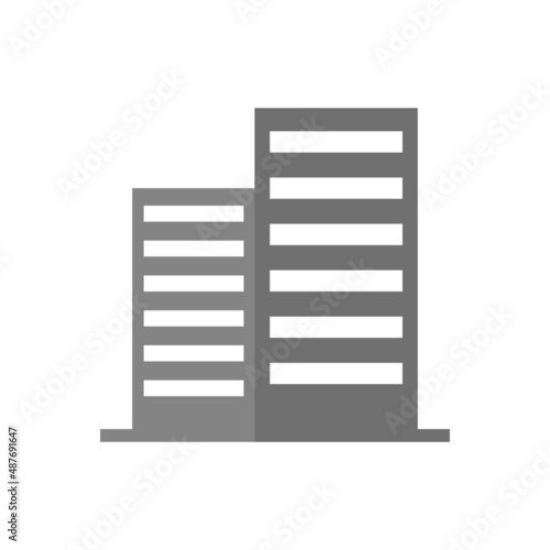 Office building grey flat vector icon