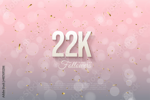 22k followers background with numbers illustration.