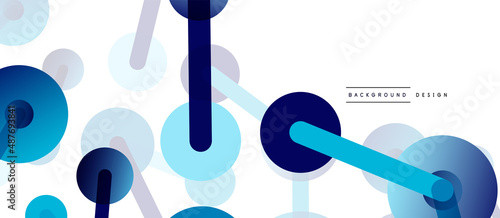 Abstract background. Round dots connected by lines. Trendy techno business template for wallpaper, banner, background or landing