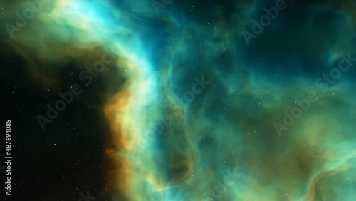 Colorful smoke clouds on dark background 3d render © ANDREI