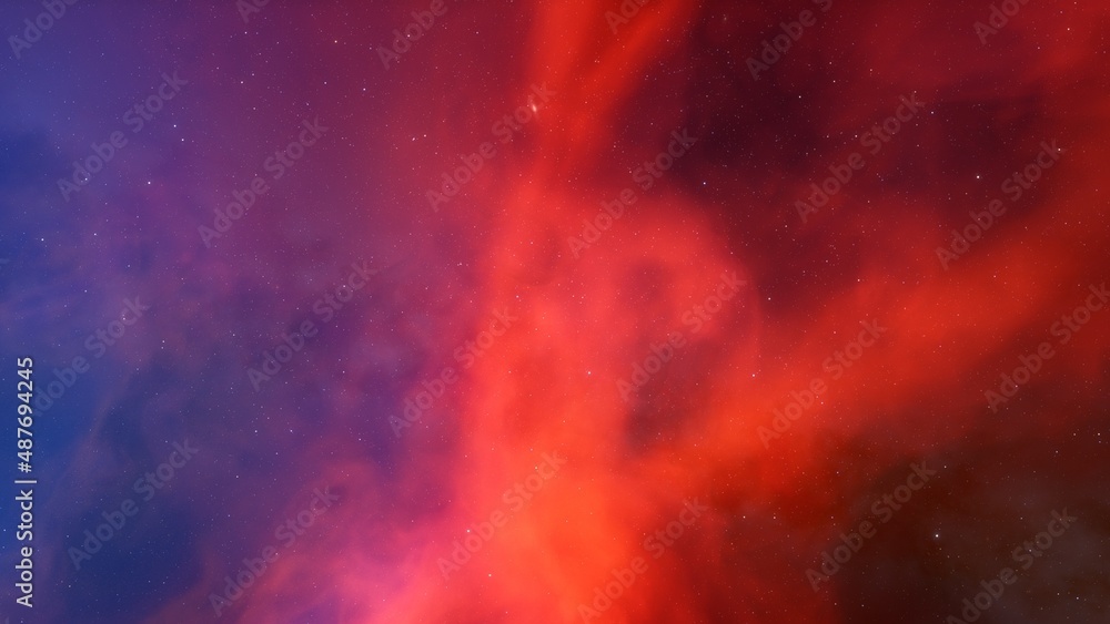 Colorful smoke clouds on dark background 3d render