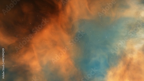 Colorful smoke clouds on dark background 3d render