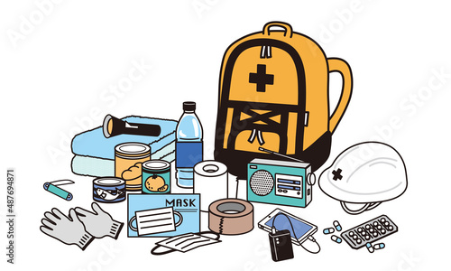 防災グッズのシンプルなイラスト