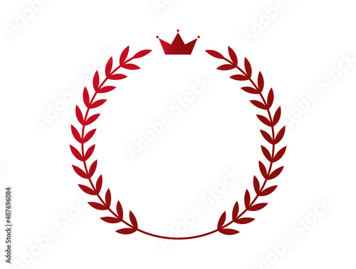 赤色の王冠と月桂冠のエンブレム