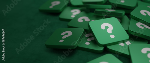 Green question mark on a background of white signs Concept of Asking Seeking for Knowledge