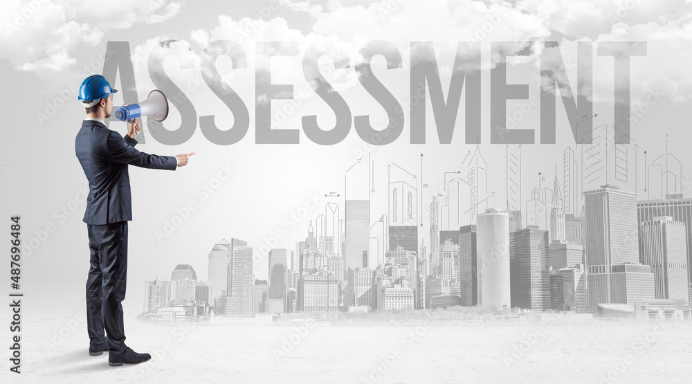 Fototapeta premium Young businessman with hard hat