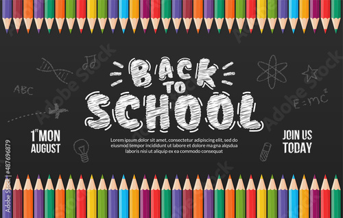 Welcome back to school background with colour pencils, Concept of education banner with back to School lettering design