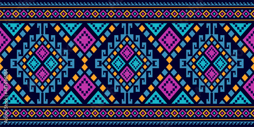 Geometric ethnic pattern design concept for wallpaper, clothing, batik and fabric. Abstract pattern vector illustration