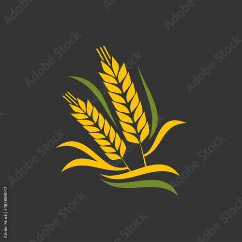Cereal ear and spike. Crops farm harvest, bread and pastry store vector symbol or icon with wheat, rye and barley ear, rice and millet stalk. Agriculture flour or bear production emblem or sign