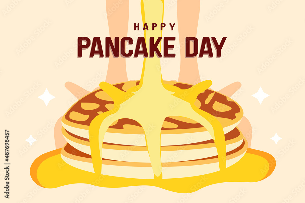 Flat pancake day horizontal banner - obrazy, fototapety, plakaty 