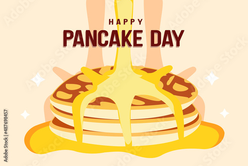 Flat pancake day horizontal banner