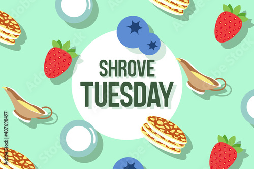 Flat pancake day social media post template