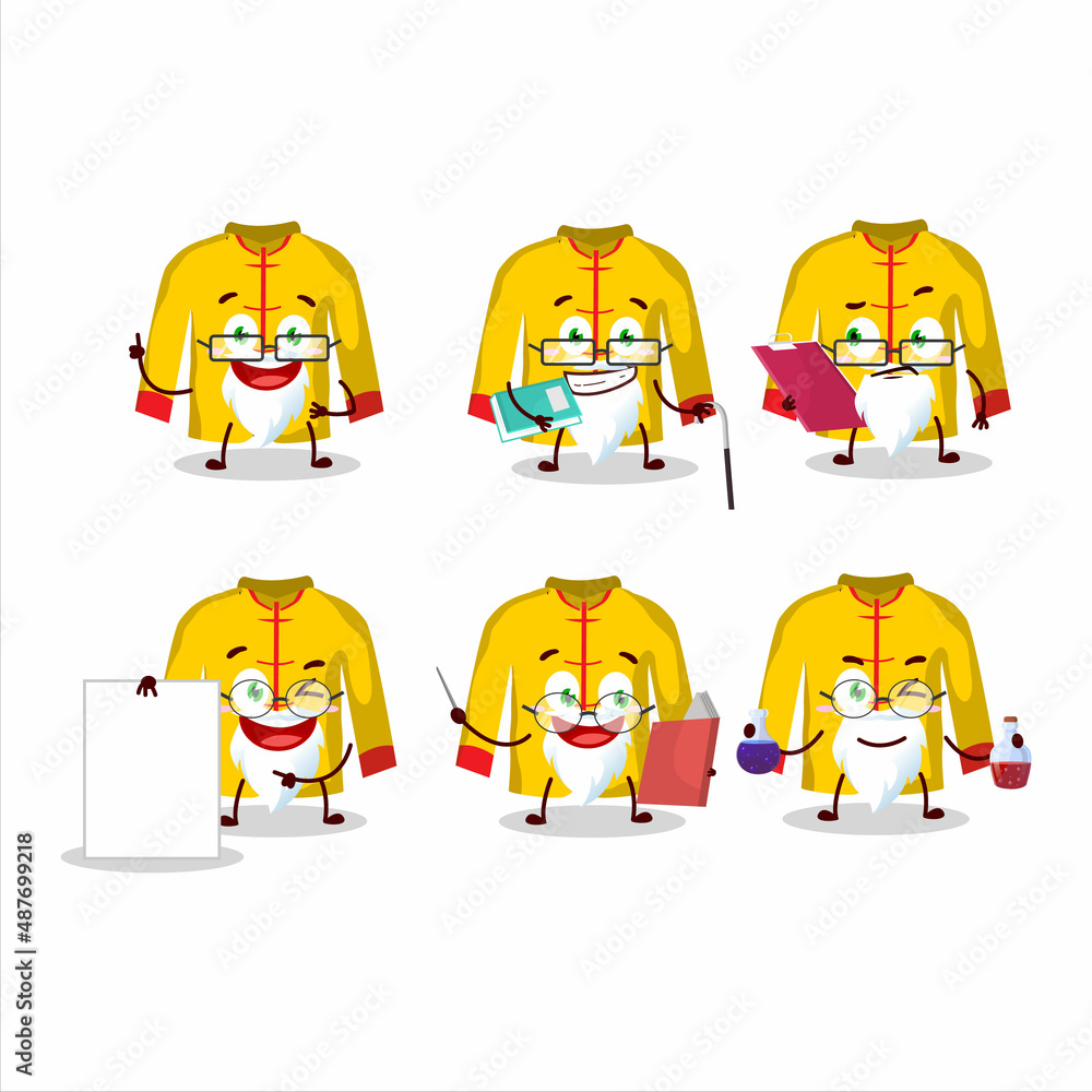 Professor yellow chinese traditional costume academic cartoon character ...