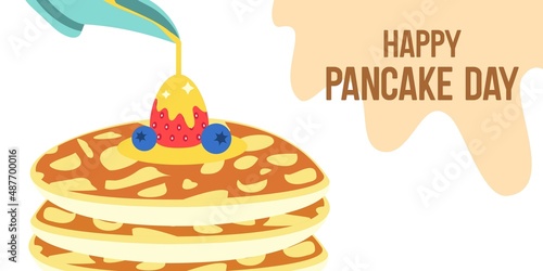 Flat pancake day social media post template
