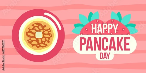Flat pancake day horizontal banner
