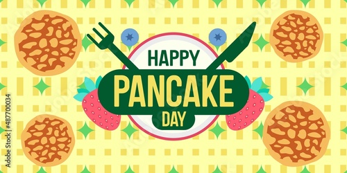 Flat pancake day horizontal banner
