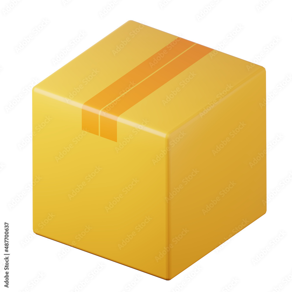 Cardboard box high quality 3d render illustration icon for delivery app or moving service. Cardboard box high quality 3d render illustration icon for delivery app or moving service.