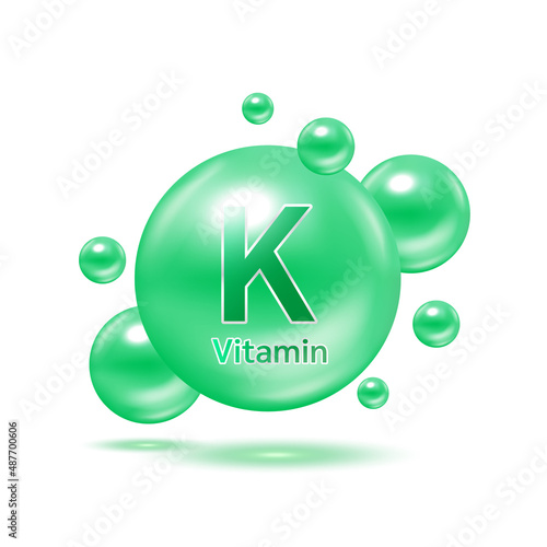Green electron for vitamin A and minerals complex. Glossy vitamins pills capsules. Pill, Healthy food supplement. Medical scientific and healthcare concept. Isolated on white background 3D Vector.
