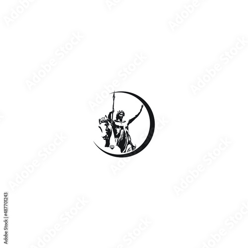 vintage silhouette boudica logo design icon inspiration in circle frame vector