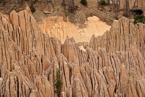 Heavily eroded rock formations of Wheeler Geological Area near Creede Colorado photo