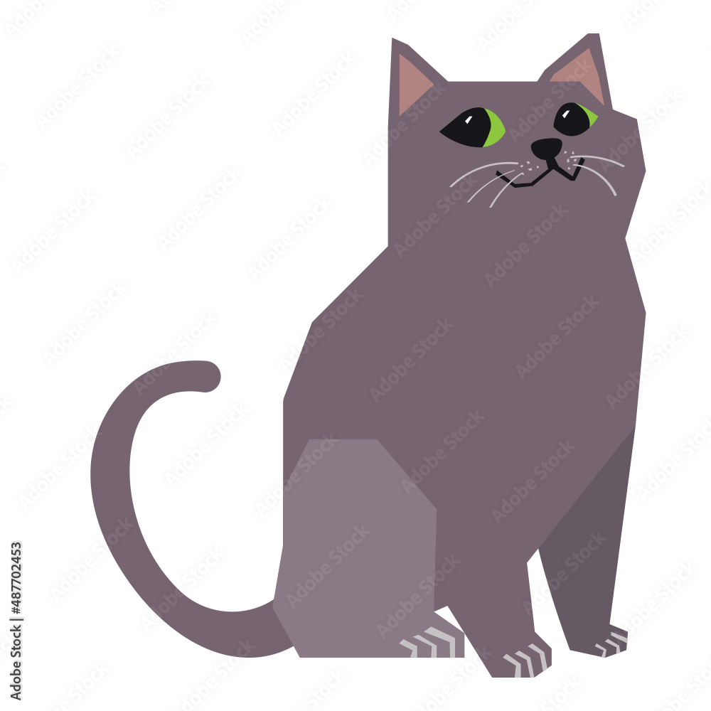 Fototapeta premium Chartreux cat vector illustration in flat color design