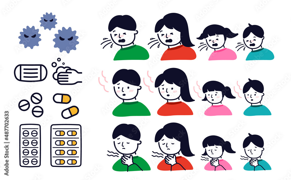 風邪関連のイラストと風邪の家族 Stock Vector Adobe Stock