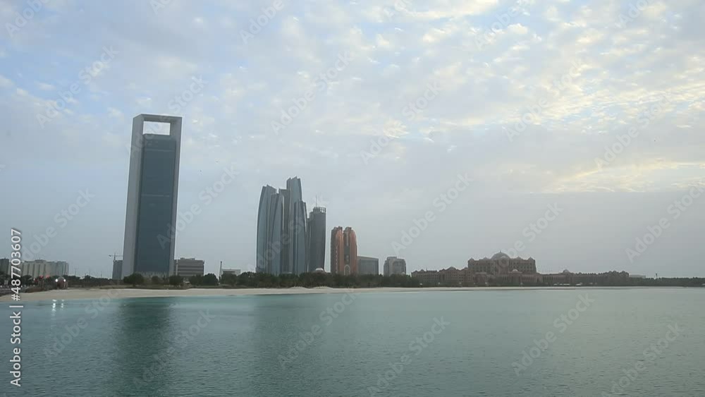 Blue hour time in Abu Dhabi on a cloudy day Blue hour time in Abu Dhabi on a cloudy day