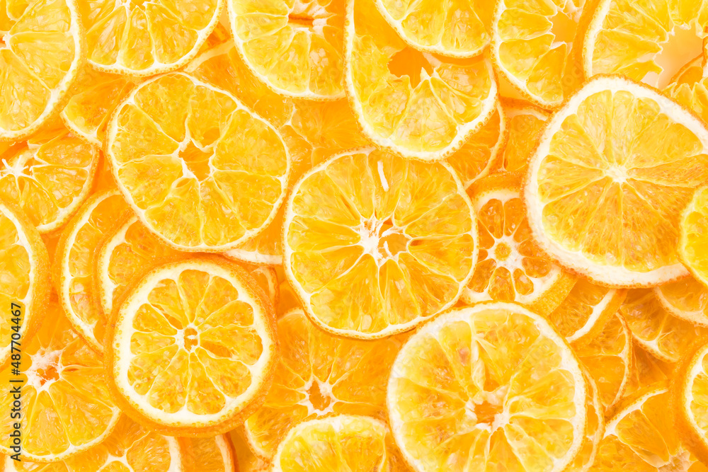 Obraz premium dried orange rings, beautiful background close-up