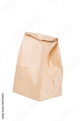 paper bag isolated on white background, side view
