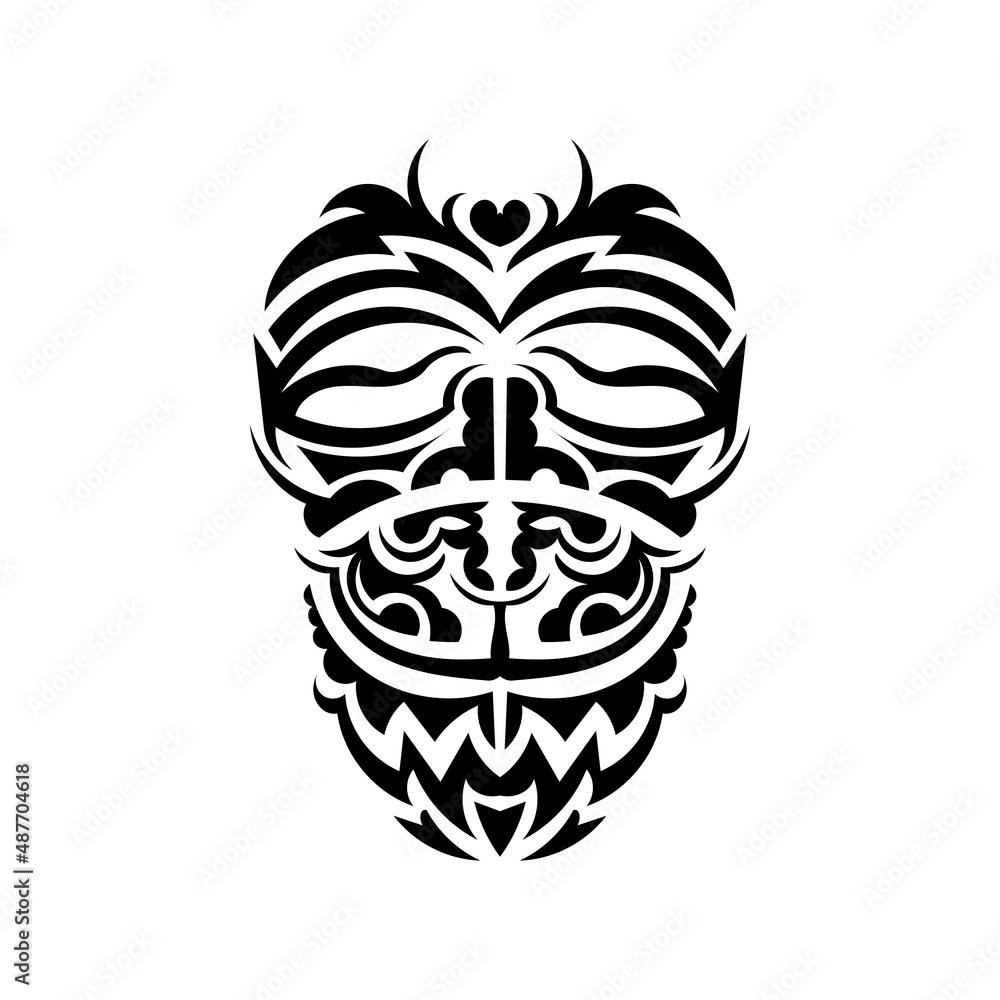 Samurai mask. Traditional totem symbol. Black tattoo in samoan style. Black and white color, flat style. Vector illustration. Samurai mask. Traditional totem symbol. Black tattoo in samoan style. Black and white color, flat style. Vector illustration.
