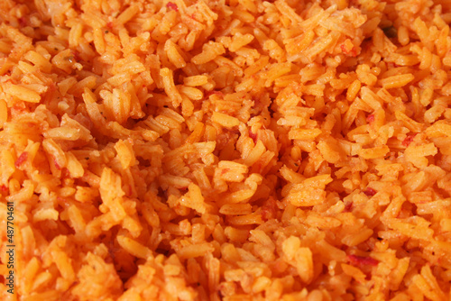 Fresh Cooked Mexican Rice or Spanish Rice Close up