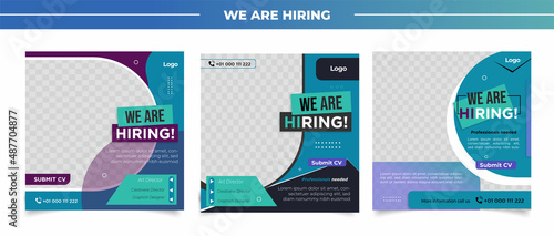 We are hiring job vacancy square banner or social media post template	
