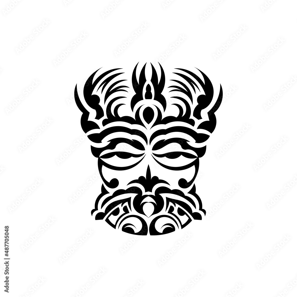 Samurai mask. Traditional totem symbol. Black tribal tattoo. Isolated. Vector. Samurai mask. Traditional totem symbol. Black tribal tattoo. Isolated. Vector.
