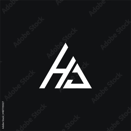 H and J letter with triangle logo concept vector stock illustration
