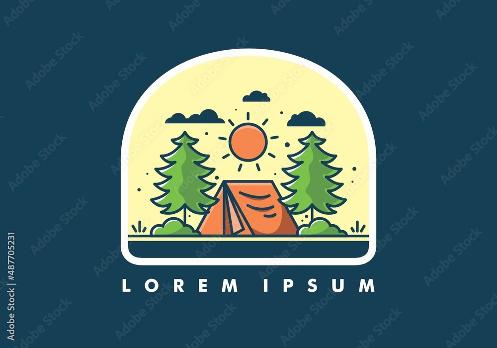 Fototapeta premium Fun camping with tent illustration